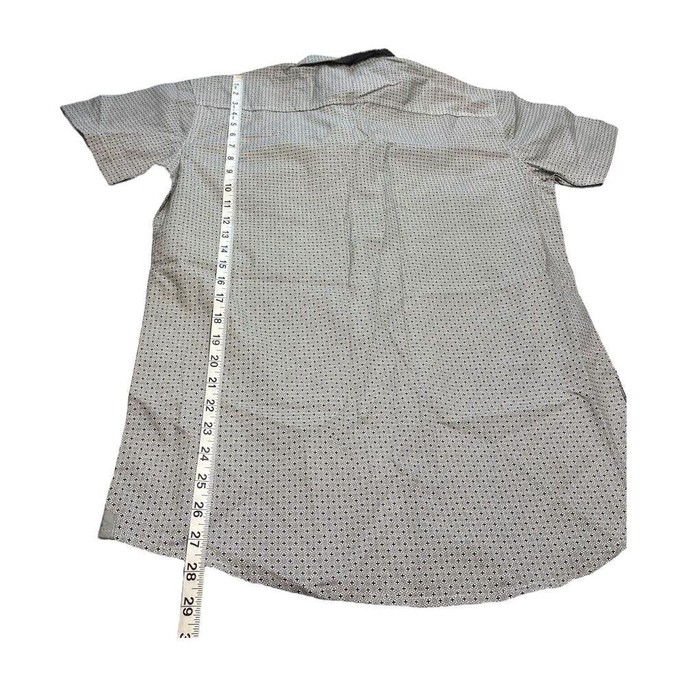 Drill Shirt Mens Small Black White Printed Cotton Short Sleeve Classic Button-Up - Picture 5 of 9